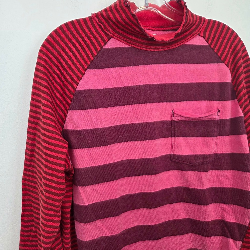 Free People We The Free Punk Playful Tee Stripes Pink Red Boho Womens Size Small - Picture 9 of 14